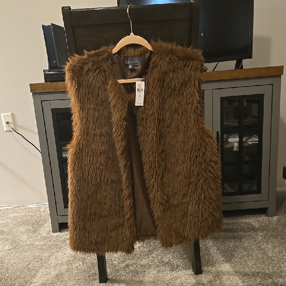 Anthropologie Chocolate Faux Fur Vest